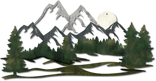 Putuo Decor Mountain Landscape Metal Wall Art Forest Design Vintage Nature Decor for Living Room, Bedroom, Office