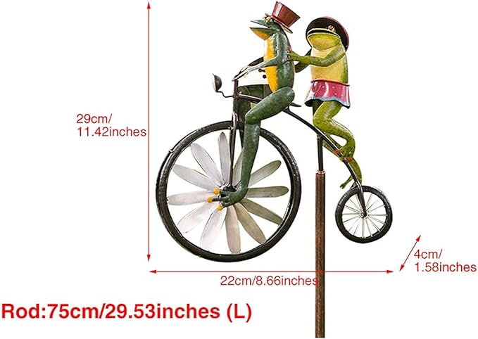 Outdoor Statues, Vintage Frogs Bicycle Metal Lawn Ornaments, Creative Garden Sculptures Outdoor Figurines for Bike Spinner Yard Patio Lawn Garden Art