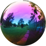 12 Inch Stainless Steel Gazing Ball, Garden Gazing Globe Mirror Ball, Polished Shiny Sphere for Garden Yard Outdoor, Swimming Pool Decoration (Rainbow)