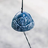 Windchimes Set of 3, Cast Iron Japanese Mount Fuji Wind Chime, Garden Decoration Wind Bell for Outside Patio Hanging Decor