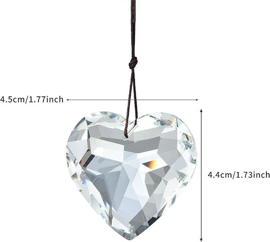 Colorful Heart Crystals Suncatcher Hanging Sun Catcher with Chain Pendant Ornament for Window Home Garden Christmas Day Party Wedding Decoration (White)