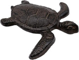 Comfy Hour Heavy Duty Cast Iron Sea Turtle Figurine, Decorative Ocean Turtle Statue for Garden, Patio & Beach House Decor, Vintage Brown Coastal Accent for Bathroom & Office, 1 pc
