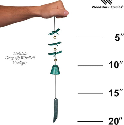 Woodstock Chimes Signature Collection, Woodstock Habitats, Dragonfly Windbell 20'' Verdigris, Habitats and Nature Wind Bells for Outdoor, Patio, Home or Garden Décor (CDW)