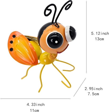 Metal Bee Sculptures Outdoor Yard Art Garden Patio Decor, Set of 4 Statues for Insect-Themed Garden Decoration