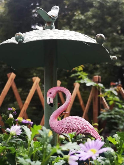 MUAMAX Miniature Flamingo Picks 2 Pack Fairy Garden Accessories Pink Miniature Garden Flamingo Figurines Decorative Plant Stakes for Pots Ornaments