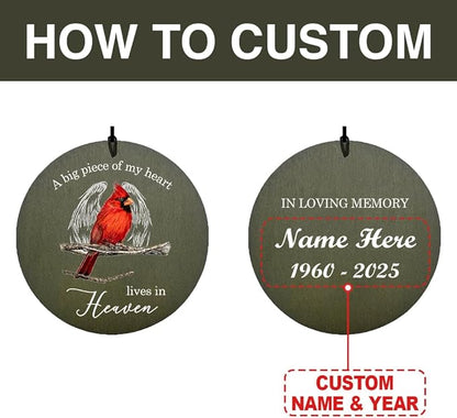 Personalized Cardinal Wind Chimes, 36inch Memorial Wind Chimes, Heaven Wings Custom Sympathy Gifts, in Loving Memory of Dad/Mom, Wind Chime for Loss of Loved Ones (Produced in USA)
