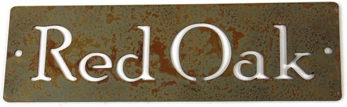 Classic Metal Garden Markers Clearance Items 20 to 33 Inches Tall (Red Oak Hanger with holes at sides, Naturally Rusted)