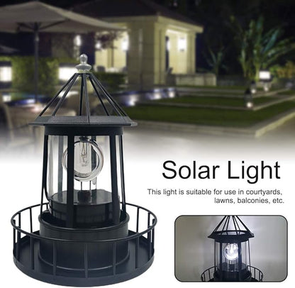 Solar Lighthouse Rotating Light with 360° Beacon, IP65 Waterproof Outdoor LED Decor for Garden, Yard, Pathway & Patio - Solar-Powered Lawn Statue Lamp for Balcony & Fence Decoration(Color:Red)
