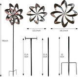 GUAGUA Classical Metal Wind Spinner Outdoor, 360 Degrees Swivel Wind Spinners for Yard and Garden, 74 in Wind Sculptures Willow Leaves Patio Decor (Bronze)