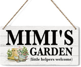 Mimi Gifts Outdoor Garden Wooden Sign Decor, Indoor Garden Decoration Hanging Signs 12x6 Inches, Outdoor Porch Yard Wall Art Decor Sign, Mother's Day Gifts Birthday Gift for Mom Grandma