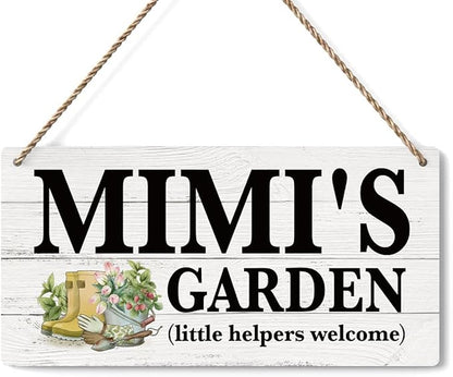 Mimi Gifts Outdoor Garden Wooden Sign Decor, Indoor Garden Decoration Hanging Signs 12x6 Inches, Outdoor Porch Yard Wall Art Decor Sign, Mother's Day Gifts Birthday Gift for Mom Grandma