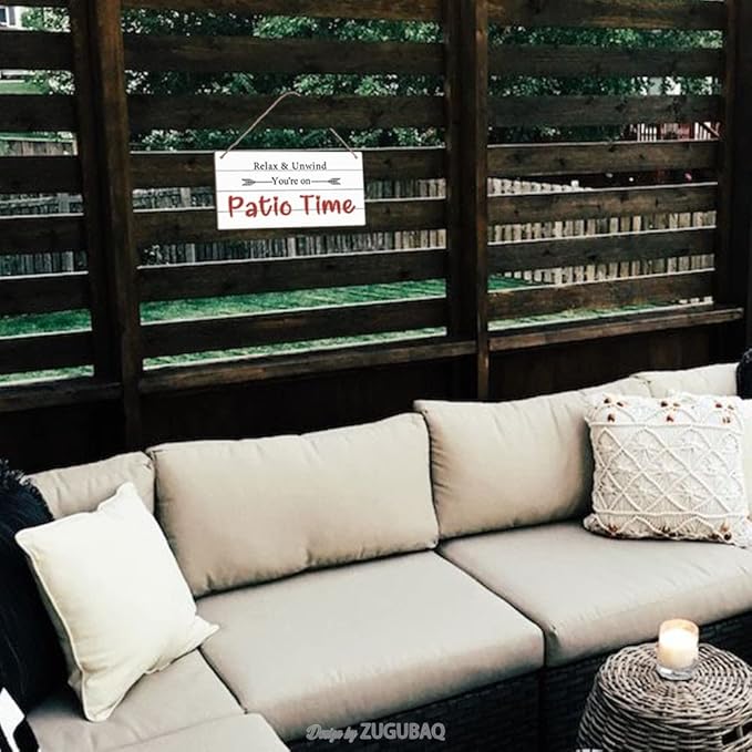 Patio Wall Decor Relax Unwind You're On Patio Time Backyard Porch Wood Signs Decor Outdoor 10x5 Inches Hanging Sign