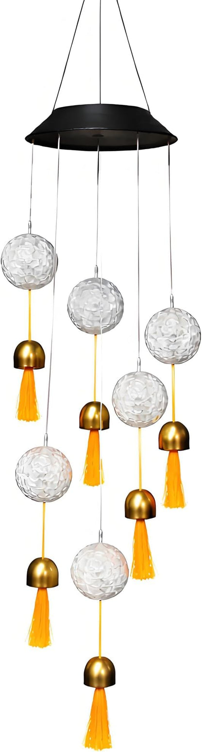 38” Mini Ball Bell Solar Light LED Wind Chime for Outside, Weather Resistant Decoration Outdoor Garden Patio Subtle Tone Decor, Ideal Gift for Birthday, Mother's Day, Meditation, Ambiance