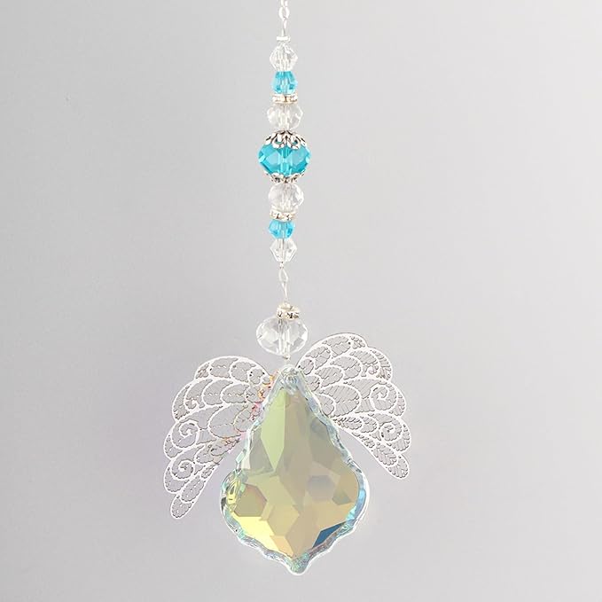 Suncatcher Crystals Bulk,Large Winged Lute Shaped Suncatcher,Crystal Angels for Outdoor Decor
