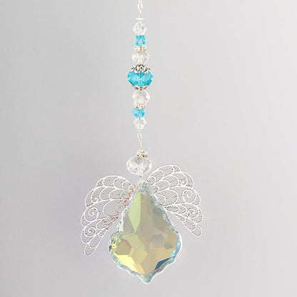 Suncatcher Crystals Bulk,Large Winged Lute Shaped Suncatcher,Crystal Angels for Outdoor Decor