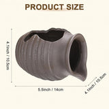 M METERXITY Ceramic Garden Fountain Spitter, Clay Pot Ecological Tank for Pond/Backyard Water Feature/Cave Waterfall/Landscaping, DIY Water Flow Jar Hydroponic Vase [5.5in, Vintage Brown]
