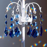 20pcs Maple Leaf Crystal Chandelier Prisms Pendant Replacement Connected Crystal Glass Octagon Beads Hanging Chandelier Decoration 38mm (Mid Blue)