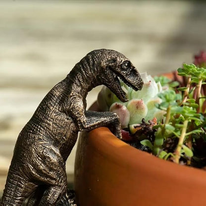 Dinosaur Flower Pot Hugger Figurines, Dinosaur Statue Planter Decor for Garden Yard Fence Balcony Home Plant Decoration Gifts