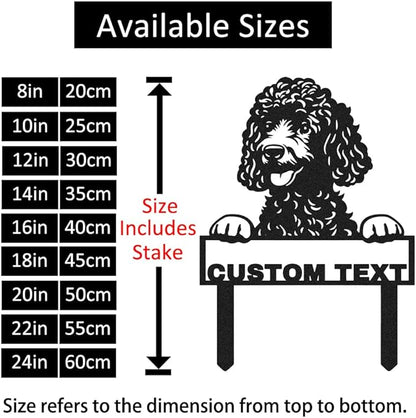 Custom Metal Poodle Garden Sign, Personalized Pet Dog House Name Sign Yard Stake Decor Lawn Patio Pathway Gardening Gift, Customized Decorative Garden Stake Cute Poodle Dog Silhouette Signs