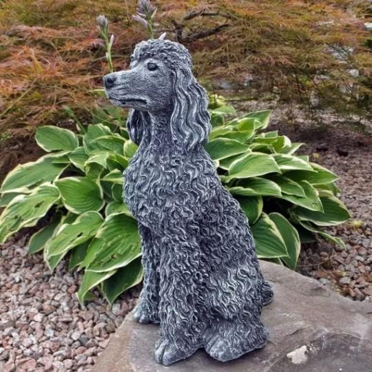 Concrete Sitting Poodle Puppy Figurine Sitting Poodle Dog Statue Outdoor Garden or Backyard Art