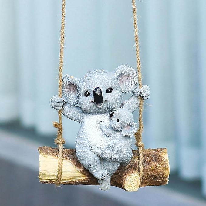 Hanging Koala, Animal Garden Statue, Funny Swing Koala Bear Sculpture, Decor for Indoor Outdoor Patio Yard Lawn House