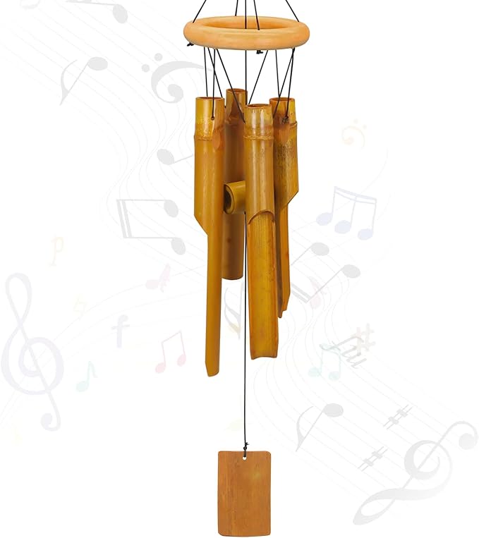 VIREKM Wooden Wind Chimes for Outside, Sympathy Wind Chimes Bamboo Windchimes Outdoors with Natural Sounds, Gifts for Mom, Indoor Outdoor Decorations for Patio Porch Garden and Backyard