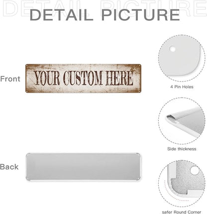 Generic Custom Metal Sign Personalized Street Signs, 4x16in, Aluminum, Vintage Style, Horizontal, Wall Mount, Home, Office, Outdoor, Warning, Directional, Decorative