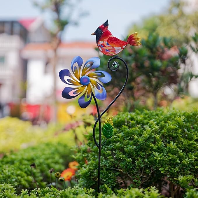 Wind Spinners Outdoor, Cardinal Wind Spinner, Kinetic Windmill with Metal Stake, Decorative Pinwheels for Lawn, Patio, Garden Decor