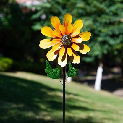 DREAMSOUL Sunflower Wind Spinners Outdoor, 13 Inch Dia Metal Wind Spinner with Stake, Kinetic Decorative Flower Spinner Lawn Garden Decor (57 * 13 Inches)