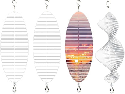 4 Pack 16inch Sublimation Wind Spinner Blanks 3D Aluminum Metal Wind Sculpture Kinetic Spinners for Yard and Garden Indoor Art Ornaments Hanging Decoration (Helix)