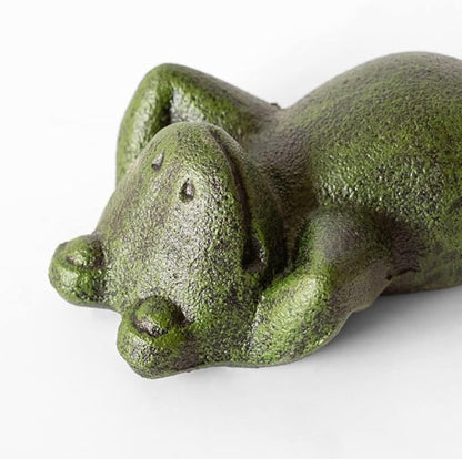 Cast Iron Lying Frog Statue Figurine Animal Decor,Decoration Ornaments for Home Garden,Green (Frog)