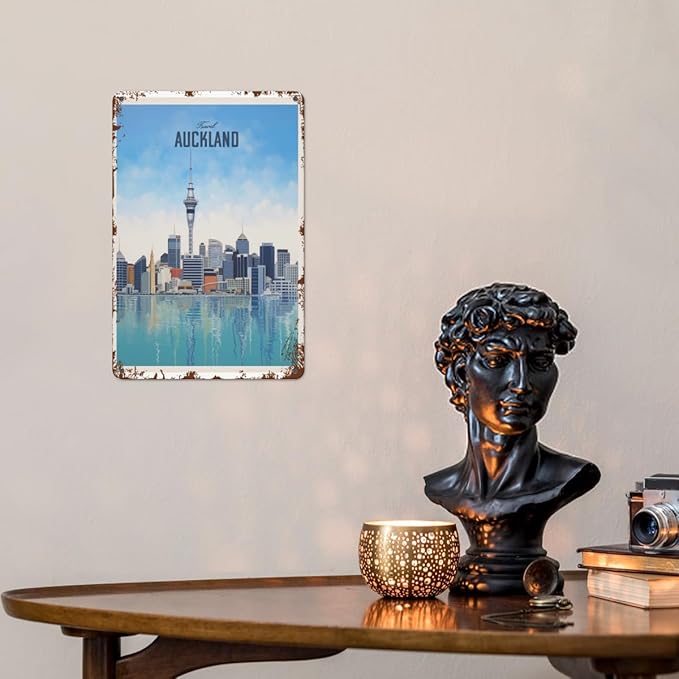 Vintage Tin Signs Travel Auckland 6 Retro Metal Wall Decor for Home,Garden & Patio Inspirational Quotes & Funny Life Posters 8x12IN