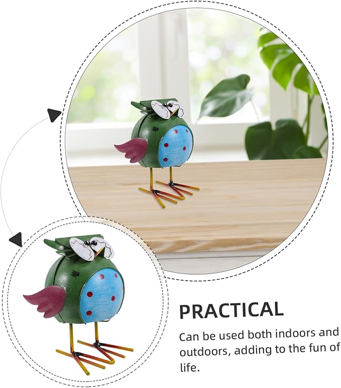 Owl Ornaments Animal Figurine Iron Garden Statue Desktop Ornament Bird Decor Outdoor Decor