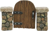 Treasure Gurus Miniature Stone Pillar Wood Gate Fairy Garden Ornament Dollhouse Decor Accessory