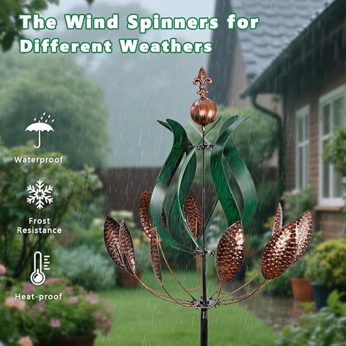 DREAMYSOUL Large Wind Spinner Outdoor, 92.5" Metal Tulip Wind Mills, 360 Degrees Rotating Kinetic Wind Sculptures & Spinners for Home Lawn Backyard Patio Garden Decor Yard Art