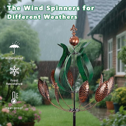 DREAMYSOUL Large Wind Spinner Outdoor, 92.5" Metal Tulip Wind Mills, 360 Degrees Rotating Kinetic Wind Sculptures & Spinners for Home Lawn Backyard Patio Garden Decor Yard Art