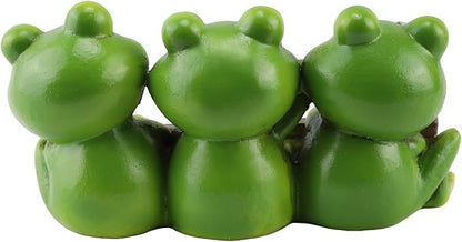 Cute 3-Pack Frog Resin Statue with Welcome Sign - 7.87 Inch”L Hand-Painted Indoor Outdoor Decor, Weather Resistant Frog Figurine for Patio, Yard & Porch