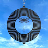 Personalized Dragonfly Metal Wind Spinner, Custom Hanging Decoration for Outdoor Display, Kinetic Garden Sculpture, Nature Gift (Dragonfly Garden Wind Spinner)