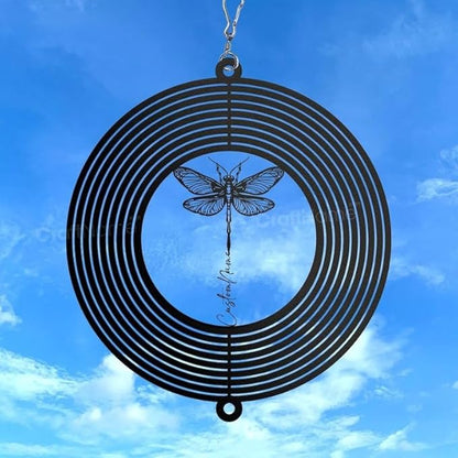 Personalized Dragonfly Metal Wind Spinner, Custom Hanging Decoration for Outdoor Display, Kinetic Garden Sculpture, Nature Gift (Dragonfly Garden Wind Spinner)