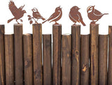 CREATCABIN 5Pcs Rusty Birds Fence Decoration Outdoor Birds Decor for Yard Art Metal Craft Statue Ornaments Iron Sculptures Stakes Rustic Garden Decor for Farmhouse Yard Wall