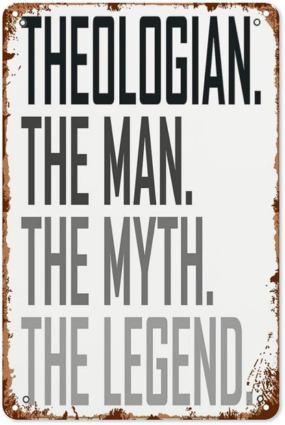 Retro Metal Tin Sign Theologian The Profession Funny Wall Decor for Home,Garden,Patio,Yard,Office,Vintage 8x12 Inches Room Decorations