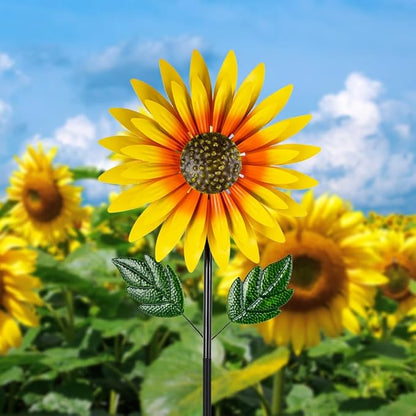 Sunflower Wind Spinners Outdoor,Double-Layer Windmill for Yard,Kinetic Wind Sculpture for Backyard Garden Patio Lawn Art Decor