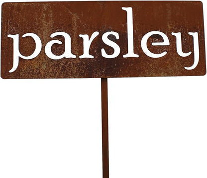 Classic Metal Garden Markers 19 Inches Tall (parsley, Naturally Rusted)
