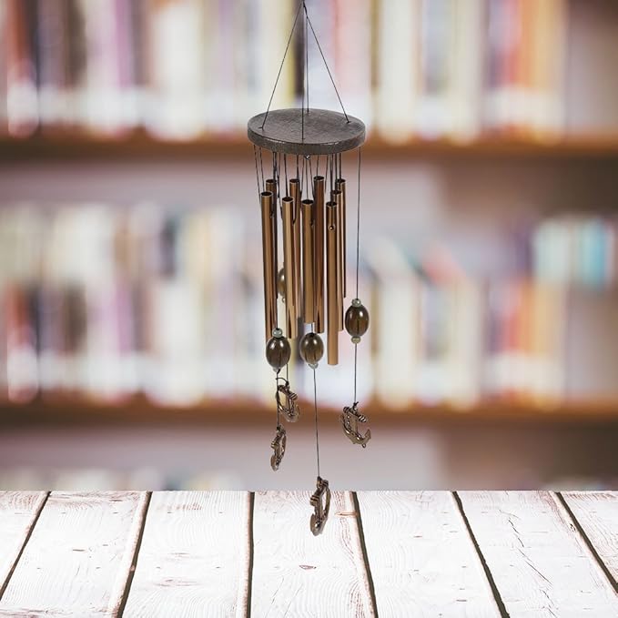 BORDSTRACT Metal Anchor Wind Chime, 9 Tube Nautical Design with Soothing Sounds for Outdoor Garden Patio Decor Hanging Home use