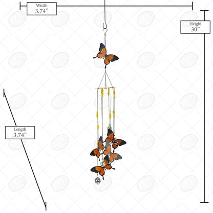 Red Carpet Studios Windchimes Butterfly Spiral Mobile Wind Chime, 30" Long, Monarch Orange