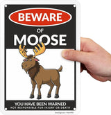 SmartSign Funny Beware Of Moose Warning Sign - 10"x7", 40 mil Laminated Rust-free Aluminum - Metal Signs for Wall Decor, Outdoors, Patio, Gifts, Cafe - Moose Theme, Made in USA