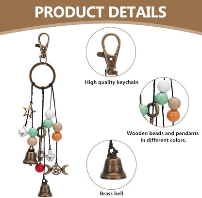 FREEBLOSS 4 Set 50+pcs DIY Witch Keychain Kit Witches Wind Chimes Witch Bells Kit Witch Craft Kit Witchy Home Decor Witch Decor Witch Bells for Keys for Protection Witch Craft for Beginners