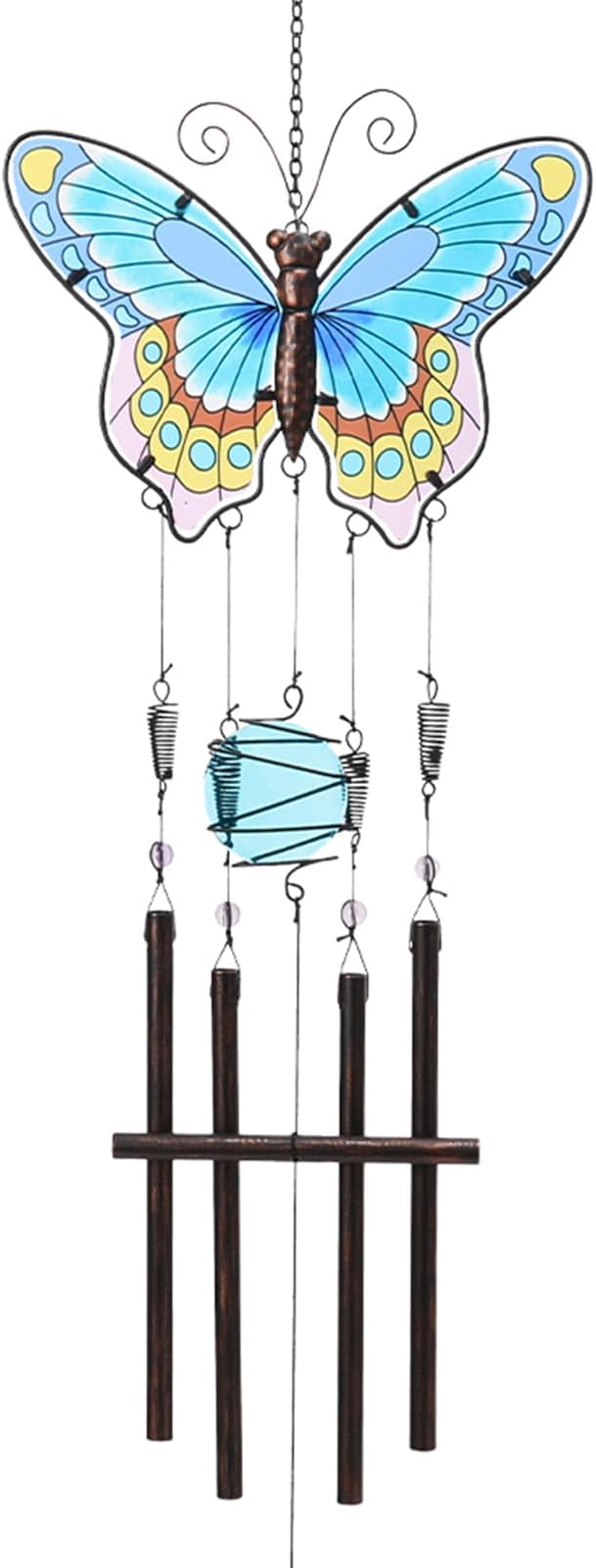 Taman Wind Chimes, 40" Butterfly Glass Wind Chime Colourful Wings Decorative Valentine's Day Gift Memorial Sympathy Gift Mom for Home, Outdoor, Yard, Patio,Garden Decor
