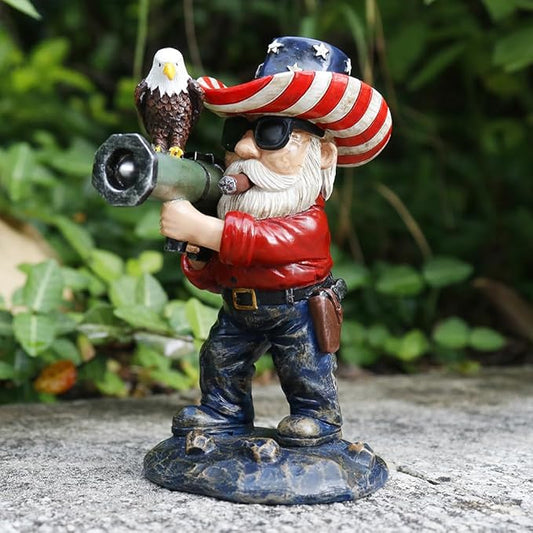 Funny Military Garden Gnome Statue - 7.42 Inch Army Decor for Yard Outdoor Lawn, Weather-Resistant Resin Gnomes Decorations