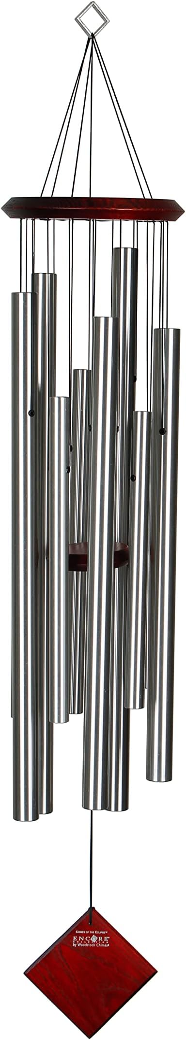 Woodstock Wind Chimes of the Eclipse Chimes for Outside, 40" Silver Large Deep Tone Wind Chime Décor Outdoor Garden, Patio, Porch, Encore Collection